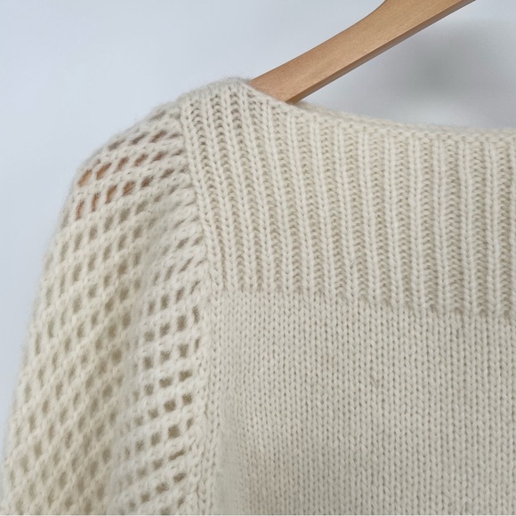 LoveShackFancy Rosie Alpaca Chunky Boatneck Pullover Sweater in Snow Size XS - Picture 6 of 11
